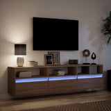 TV Wall Cabinet with LED Brown Oak 180x31x45 cm 3307946