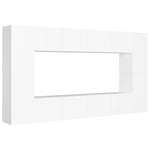 8 Piece TV Cabinet Set White Engineered Wood 3078669