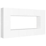 8 Piece TV Cabinet Set White Engineered Wood 3078669