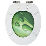 WC Toilet Seats with Soft Close Lid 2 pcs MDF Green Water Drop Design 3056413