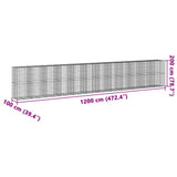 Gabion Basket with Cover 1200x100x200 cm Galvanised Iron 3295247