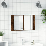 LED Bathroom Mirror Cabinet Smoked Oak 80x12x45 cm Acrylic 834951