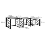 Nesting Coffee Tables, Set of 3 Square Side Tables with Black Metal Frame, for Living Room, Bedroom T3398P341425
