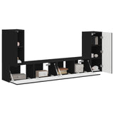 TV Cabinet Set 4 pcs Black Engineered Wood 3409115