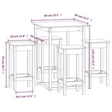 5 Piece Bar Set White Solid Wood Pine 3124738