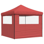 ZNTS Foldable Party Tent Pop-Up with 2 Sidewalls Burgundy 4004924