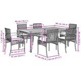 7 Piece Garden Dining Set with Cushions Grey Poly Rattan 3213573