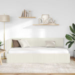 Corner Bed Frame with Headboard Cream 90 x 200 cm Velvet 42016314