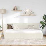 Corner Bed Frame with Headboard Cream 90 x 200 cm Velvet 42016314