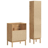 Bathroom Furniture Set FLORO 2 pcs Wax Brown Solid Pine Wood 3385881