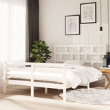 Bed Frame without Mattress White Solid Wood King Size 3101289