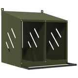 Chicken Nesting Box with 2 Compartments Olive Green Metal 864347