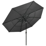 3-Tier Garden Parasol with Aluminium Pole Anthracite 3.5 m 313878