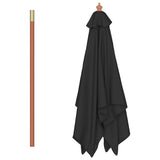Garden Parasol with Wooden Pole Black 150x200 cm 313884