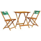3 Piece Bistro Set Leaf Pattern Fabric and Solid Wood 3281764