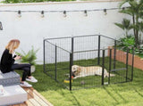 Eight-Panel Dog Playpen with Door, for Large Dogs, Indoors, Outdoors, 100cm Tall, Black T3398P349751
