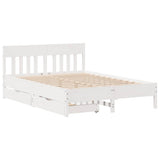 Bed Frame without Mattress White 135x190 cm Double Solid Wood Pine 3301882