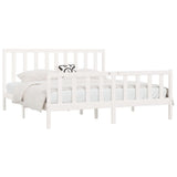 Bed Frame without Mattress White 200x200 cm Solid Wood 3106854