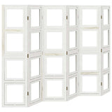 Room Divider 6 Panels White Solid Wood Paulownia 358697
