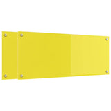 Kitchen Backsplash 2 pcs Yellow 100 x 40 cm Tempered Glass 3415479