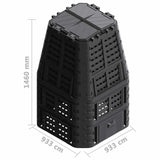 146278 Garden Composter Black 93,3x93,3x146 cm 1000 L
