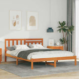 Bed Frame with Headboard Wax Brown 160 x 200 cm Solid Pine Wood 872226