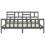 ZNTS Bed Frame without Mattress Grey 200x200 cm Solid Wood Pine 3193098