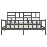 ZNTS Bed Frame without Mattress Grey 200x200 cm Solid Wood Pine 3193098