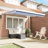 Retractable Awning Blue and White 300 x 250 cm Fabric and Metal 3329907