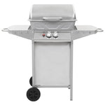 Gas BBQ Grill with 2 Cooking Zones Silver Stainless Steel 44274