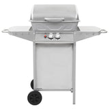 Gas BBQ Grill with 2 Cooking Zones Silver Stainless Steel 44274