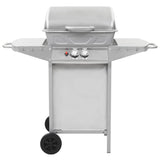 Gas BBQ Grill with 2 Cooking Zones Silver Stainless Steel 44274