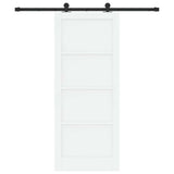 Sliding Door White and Black 83 x 202 cm Solid Pine Wood 3333337