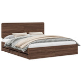 Bed Frame with Drawer Brown Oak 200 x 200 cm Engineer Wood 3412566