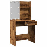 Dressing Table with LED Old Wood 74.5x40x141 cm 857021