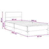 Bed Frame with Headboard Black Oak 80 x 200 cm Engineered Wood 8009111