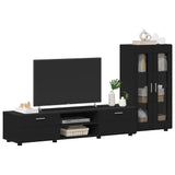 TV Cabinet Set with Drawer FLORIN 3 pcs Black Engineered Wood 3397935