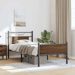 Bed Frame without Mattress Brown Oak 75x190 cm Small Single Engineered Wood 4107024