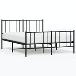 ZNTS Metal Bed Frame without Mattress with Footboard Black 120x200cm 352496
