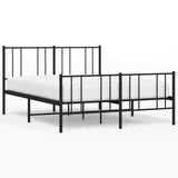ZNTS Metal Bed Frame without Mattress with Footboard Black 120x200cm 352496