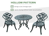 Cast Aluminium Outdoor Patio Garden Bistro Elegant Design Table Chair Set - Green T3398P314116