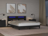 Bed Frame with LED Strip Lights Black 135 x 190 cm Faux Leather 42027994