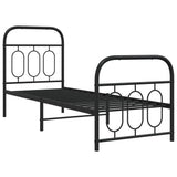 Metal Bed Frame without Mattress with Footboard Black 75x190cm 377125