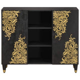 Sideboard with Shelf Black 90 x 33 x 75 cm Solid Mango Wood 4018836