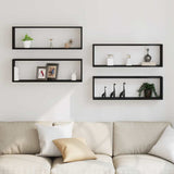 Wall Shelves 4 pcs Black Oak 80 x 15 x 26 cm Engineered Wood 862644