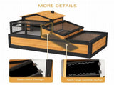 Wooden Tortoise House with Balcony, Tray, Roof, for Indoor and Outdoor, Yellow T3398P349999
