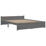 Bed Frame without Mattress Grey Solid Wood 135x190 cm Double Double 815021