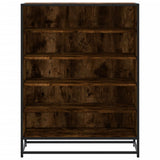 Shoe Cabinet Smoked Oak 75x38x97.5 cm Engineered Wood and Metal 3300872