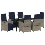 Garden Dining Set with Cushion 7 pcs Grey Poly Rattan 3380362