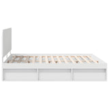 Bed Frame with Headboard White 200 x 200 cm Solid Pine Wood 3412443